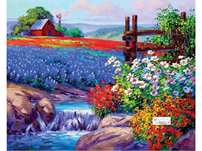Malování podle čísel na rámu 40 x 50 cm - Květinové záhony