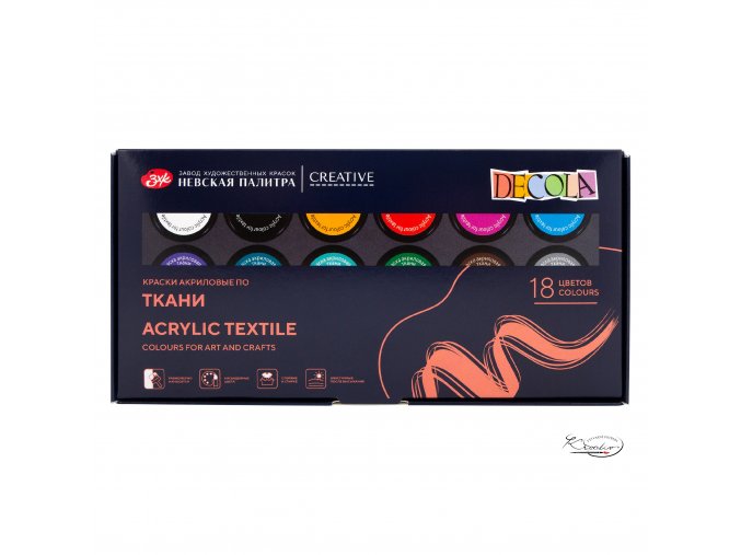 Akrylové barvy na textil Decola 18 x 20 ml