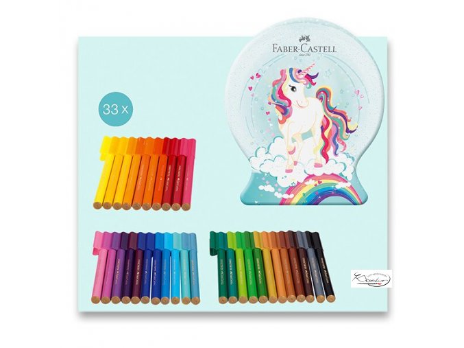 DĚTSKÉ FIXY FABER-CASTELL CONNECTOR UNICORN - SNĚHOVÁ KOULE, 33 KS