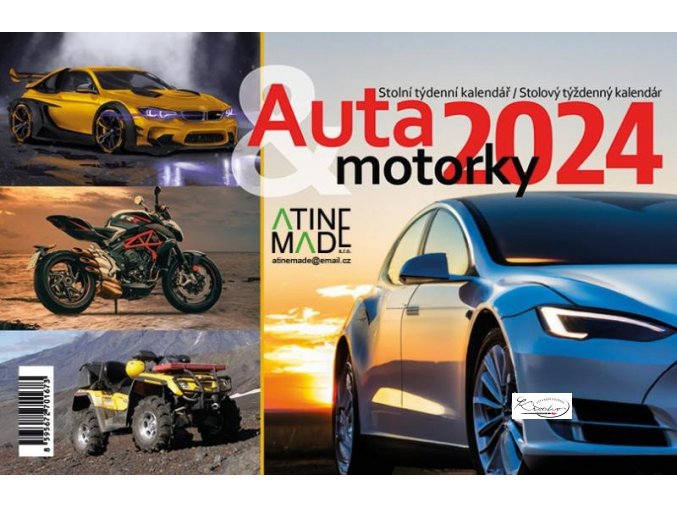 Kalendář 2024 Auta a motorky, stolní, týdenní, 225 x 150 mm