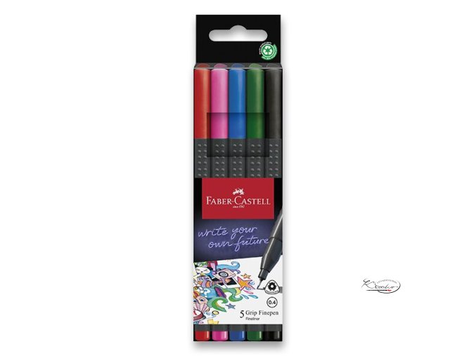 Fineliner Faber-Castell Grip - 5 barev, základní barvy