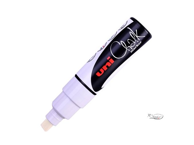 Křídový popisovač UNI se seříznutým hrotem 8 mm - bílý