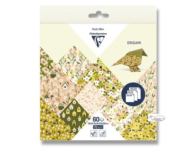 Sada papírů Clairefontaine ORIGAMI Spring, mix velikostí - 60 listů