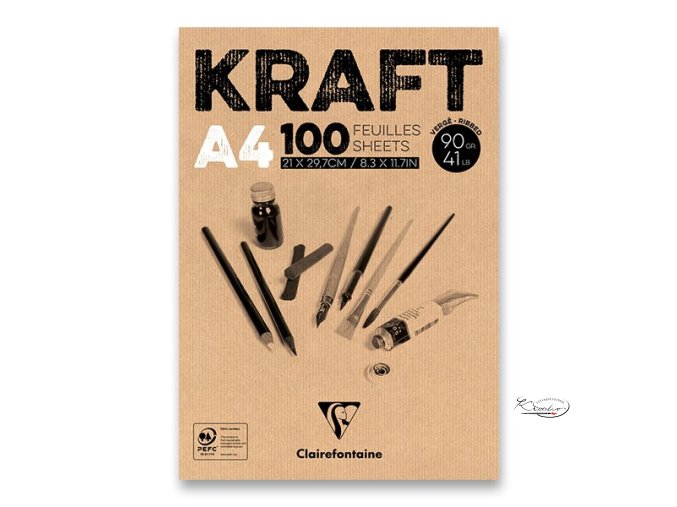 Blok Clairefontaine Brown Kraft - A4, 100 listů, 90 g