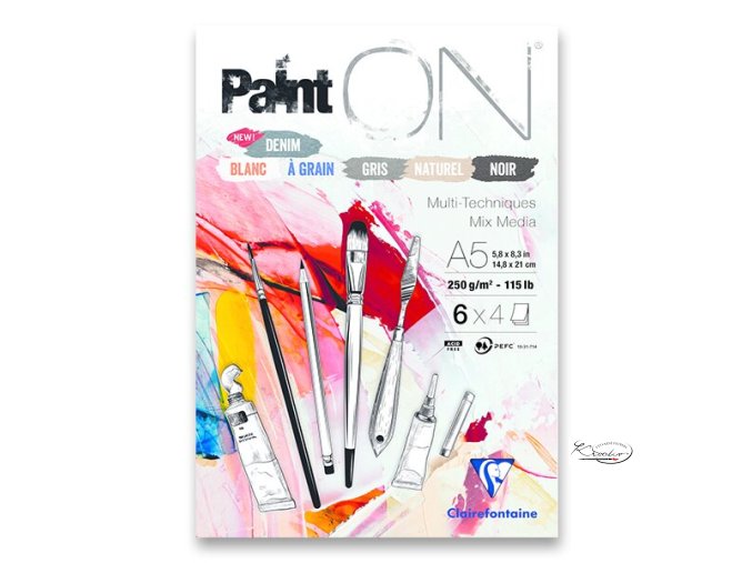Blok Clairefontaine Paint on Mix Colors - A5, 24 listů, 250 g