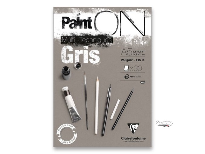 Blok Clairefontaine Paint on Grey - A5, 30 listů, 250 g