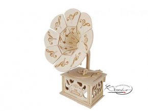 Dřevěná skládačka 3D puzzle - Gramofón