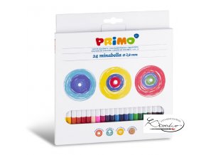 Kvalitní lakované šestihranné pastelky s vysokým množstvím pigmentu - barvy jsou sytých odstínů. Pastelky mají průměr 3,8mm oproti klasickým (Primo), které mají průměr  2,9mm. Jsou vhodné pro všechny druhy papíru. Sada 24 barev.