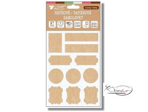 Samolepky popisovací papírové kraft 2 archy 18 x 13 cm