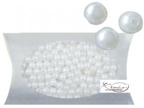 Plastové perličky s dírkou 5 mm - perleťové / 33 g