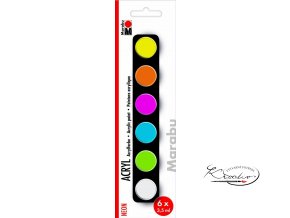 Akrylové barvy Marabu Neon 6 x 3,5 ml