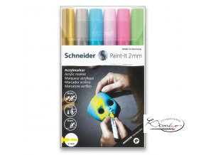 Akrylový popisovač Schneider souprava 6 / 2 mm - pastelové