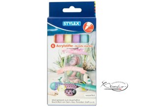 Akrylové popisovače Stylex 6 - pastelové