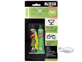 Alteco Epoxy Clear dvousložkové čiré epoxidové lepidlo se zpracovatelností 60 minut 40 g