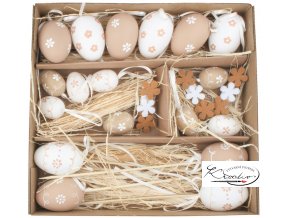 Velikonoční box s vajíčky a dekoracemi