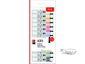 Akrylové barvy Marabu 12 x 12 ml - pastelové