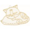 Závěsné sklíčko se zlatou konturou - Kočička spící