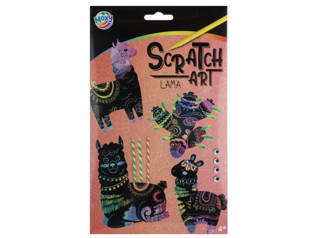 Škrabací obrázek s doplňky, lama