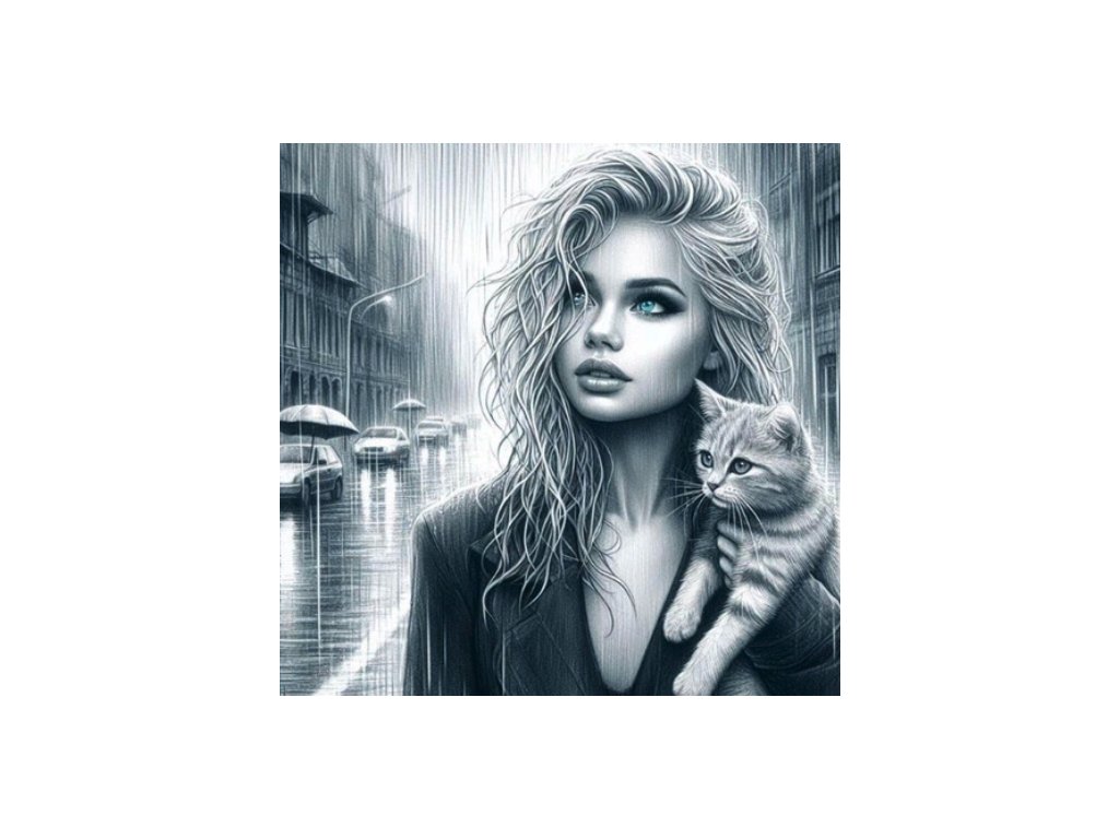 Diamantový obrázek modrooká dívka s kočkou  30 x 40 cm