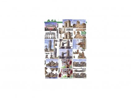 3D papíry pro vystřihování- Mix města 9 obrázků mini
