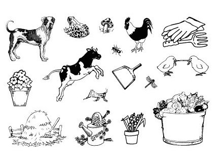 Gelová razítka- 15 x 10 cm Farma pes