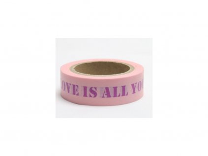 Dekorační lepicí páska - WASHI tape-1ks love is all you need...