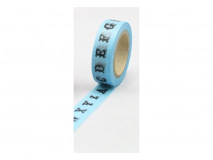 Dekorační lepicí páska - WASHI pásky-1ks ABeCeDa v modré