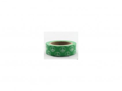 Dekorační lepicí páska - WASHI tape-1ks zelené hippies