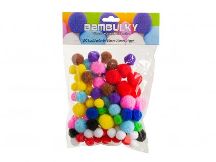 Bambulky - mix barev, 100 ks - velikost 15,20,25 mm