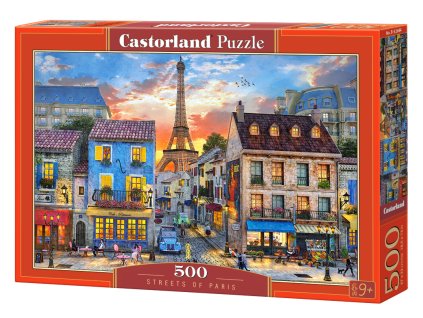 Puzzle Castorland 500 dílků - Ulička v Paříži - Pohled na Eiffelku