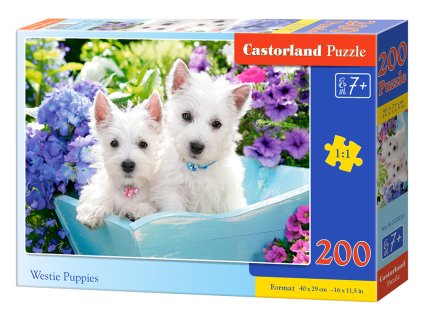 Puzzle Castorland 200 dílků premium - Bílá štěňátka