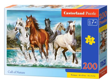 Puzzle Castorland 200 dílků premium - Běžící koně (volání divočiny)