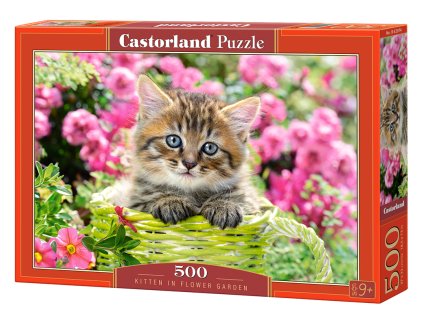Puzzle Castorland 500 dílků - Kotě v zeleném košíku