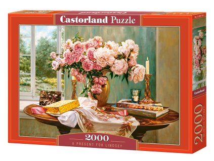 Puzzle Castorland 2000 dílků - Dárek pro Lindsey - stůl s kytkou