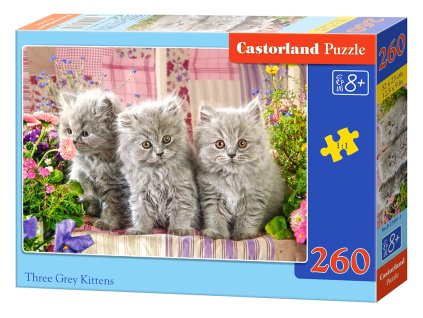 Puzzle Castorland 260 dílků - Tři šedivá koťata