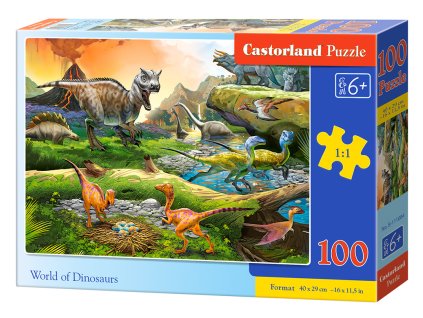 Puzzle Castorland 100 dílků premium - Dinosauří svět
