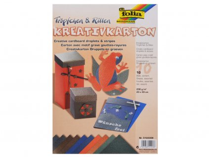 Kreativní karton - kapky a čáry, 10 listů, 230 g/m2, 23 x 33 cm