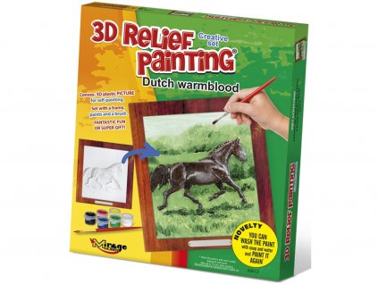 3D reliéfní obrázek 19x21cm Kůň - Holandský teplokrevník