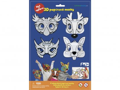3D Karnevalové masky 4ks - Sova, jelen, králíček, superhrdina