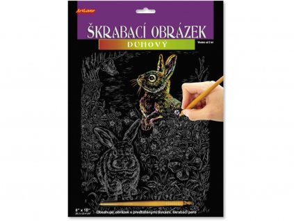 Škrabací obrázek - duhový - Zajíčci