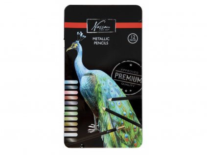 Metalické pastelky Nassau Fine Art v kovovém obalu – sada 12 ks