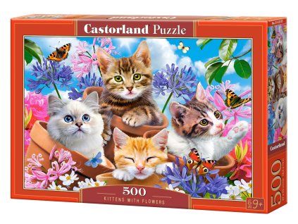 Puzzle Castorland 500 dílků - Kočky mezi kvítí