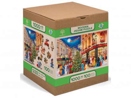 Dřevěné puzzle 1010 dílků Vánoční ulice XL