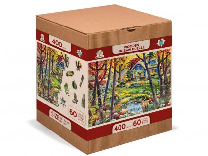 Dřevěné puzzle Chata v lese L 400 dílků