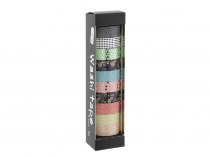 Dekorační lepicí páska - Washi pásky, 1,5cm x 3m, 10ks