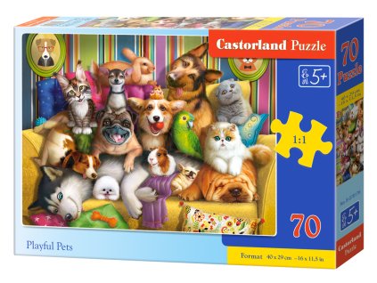 Puzzle Castorland 70 dílků premium - Hraví mazlíčci