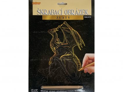 Škrabací obrázek zlatý - Drak 1