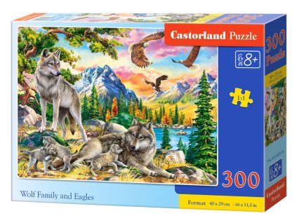 Castorland puzzle 300 dílků - Vlčí rodinka a orli