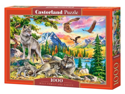 Puzzle Castorland 1000 dílků - Vlčí rodinka a orel