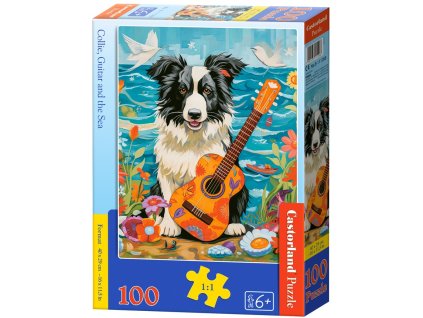 Puzzle Castorland 100 dílků premium - Kolie, kytara a moře